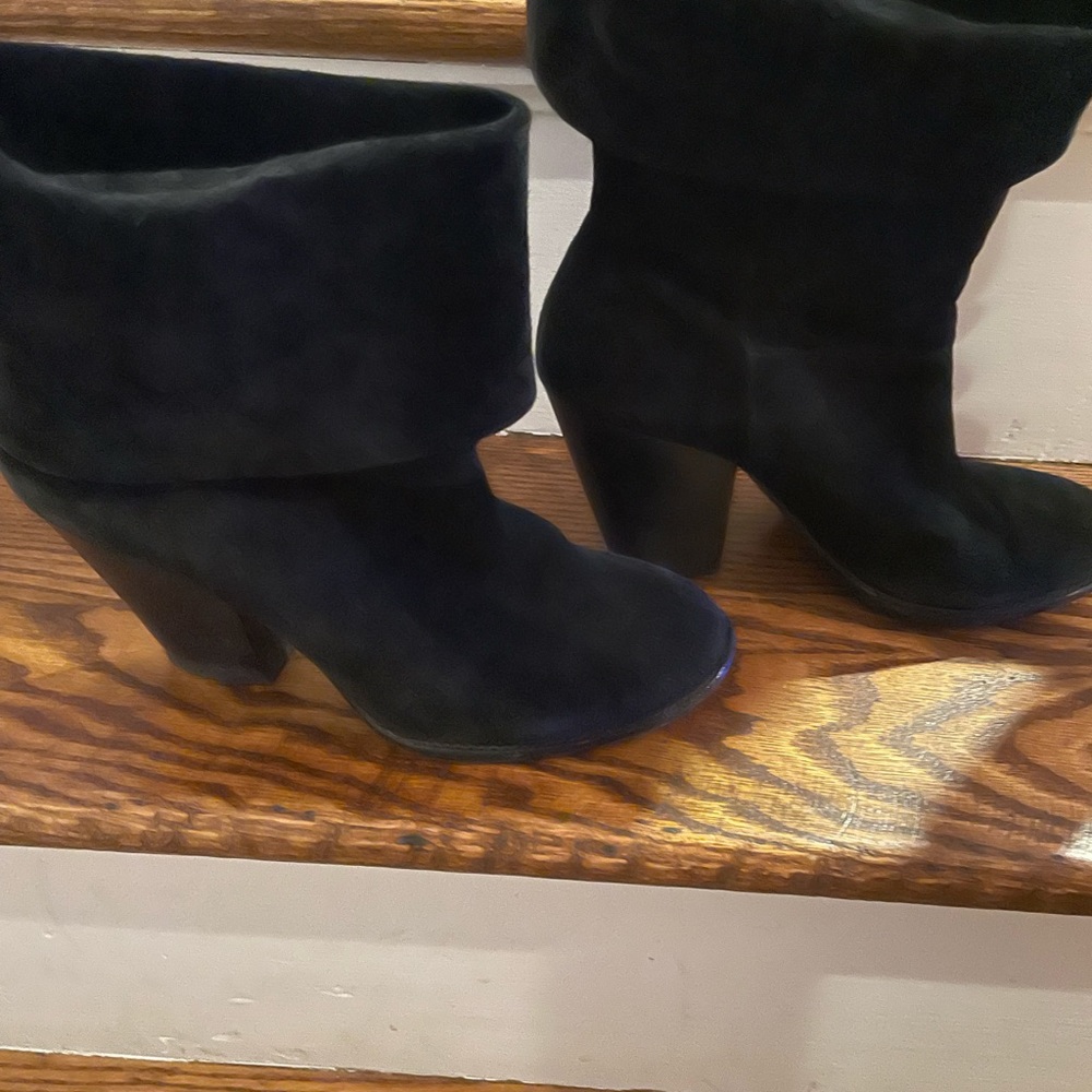 Vince Camuto black genuine suede fold over  boots size 9